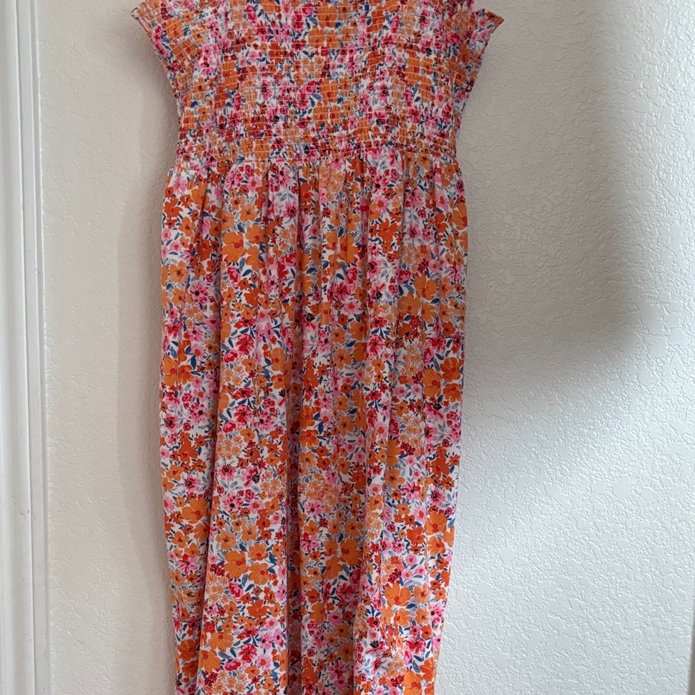 Old Navy Floral Long Sleeve Dress - Orange and Pink